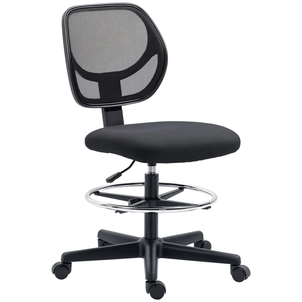 Sedia da ufficio regolabile in altezza con rete e poggiapiedi girevole ¨C Zephmum ¨C Nero 50-70 cm