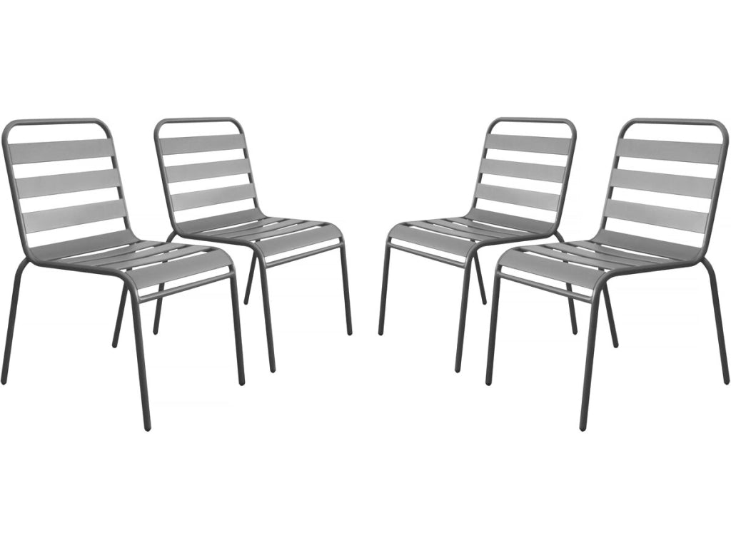 Set di 4 sedie da giardino impilabili in metallo "Bilbao" - Tortora