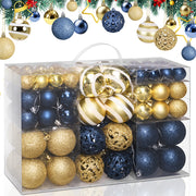 Confezione 100 Palline Natale Oro e Blu Diametro 3/4/6 cm Addobbo Natalizio