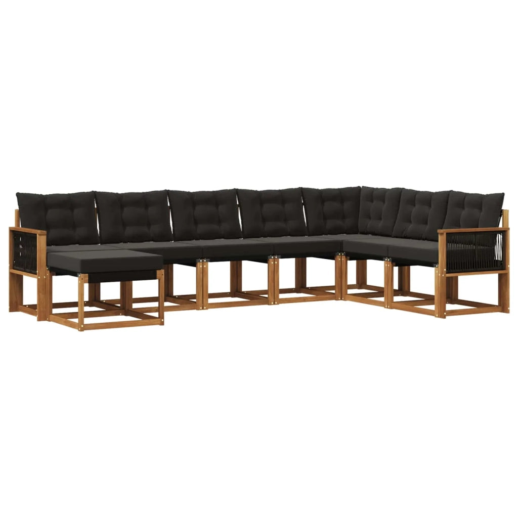Set di divani da esterno 8 pz Naturale e Nero 3382144