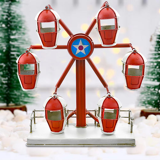 Ruota Panoramica Metallo Decorazione Addobbo Natalizio Decorativo 27x14.5x29.5cm