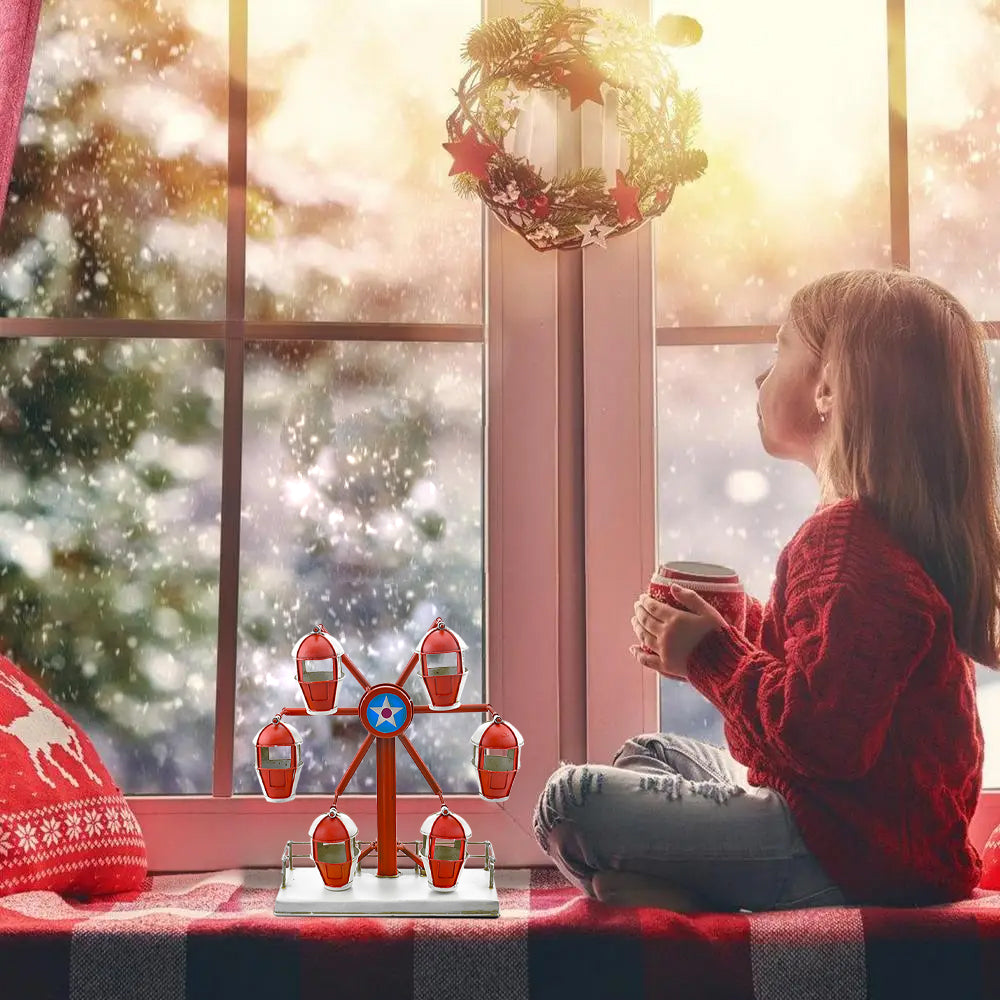 Ruota Panoramica Metallo Decorazione Addobbo Natalizio Decorativo 27x14.5x29.5cm