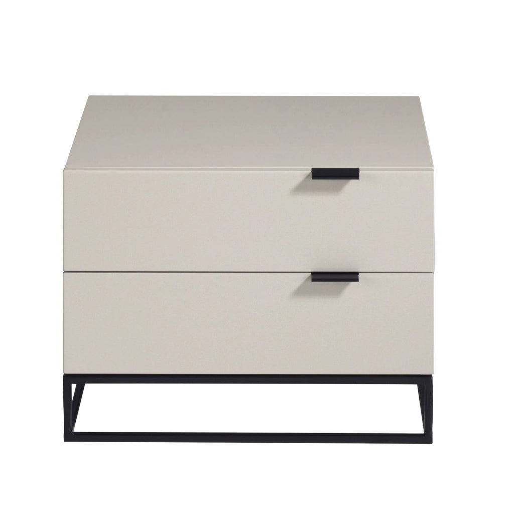 Comodino in legno grigio e acciaio nero