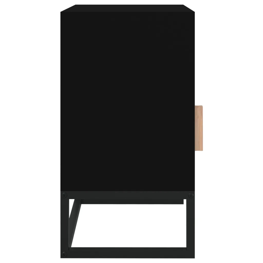 Comodino-Tavolino da notte Nero 40x30x55,5 cm Legno Multistrato e Ferro