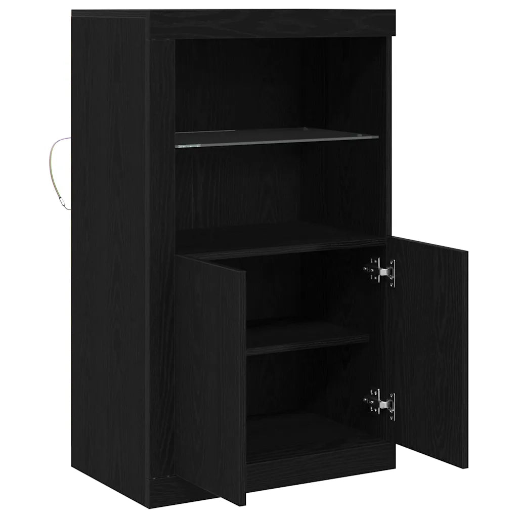 Credenza | Madia LED Rovere Nero 60,5 x 37 x 100 cm Legno multistrato