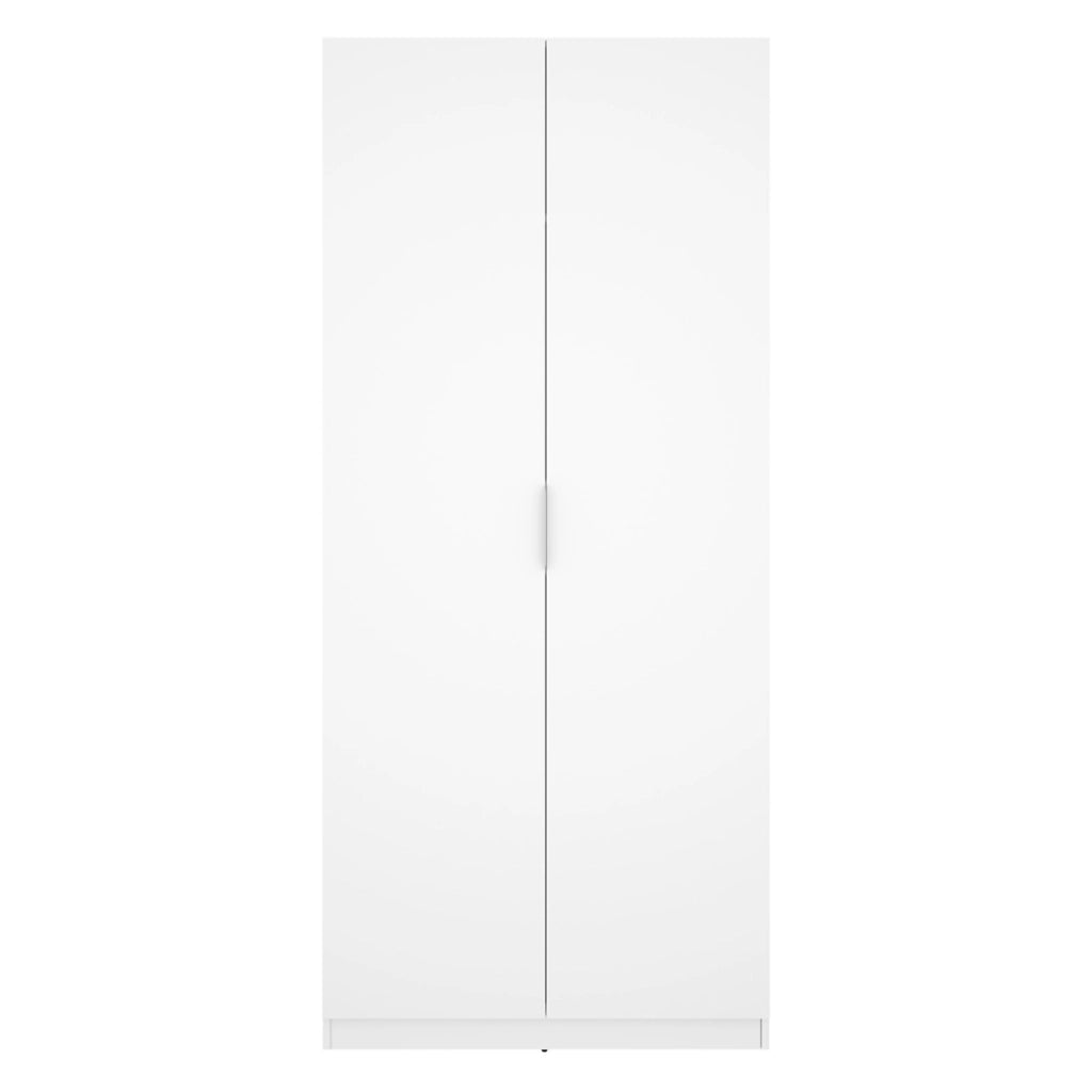 Armadio Camera da Letto Tulot, Guardaroba 2 Ante Appendiabiti, 51x204h cm Bianco