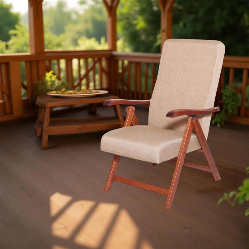 POLTRONA MIAMI CILIEGIO BEIGE IN FAGGIO CON IMBOTTITURA POGGIATA SU CINGHIE SCHIENALE REGOLABILE 4 POSIZIONI