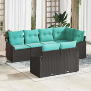 Set di divani con cuscino 7 pcs Nero polyrattan