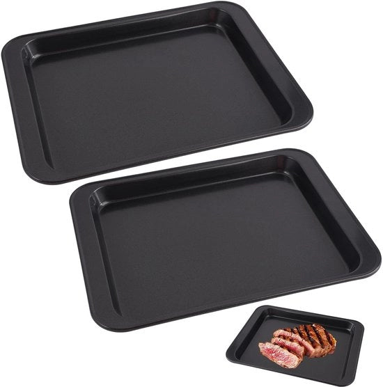 Piatto per forno 24 x 18 x 2 cm - Rettilineo - Superficie antiaderente - Sostenibile - Bordi alti - Buona conducibilità termica - Piatto per forno
