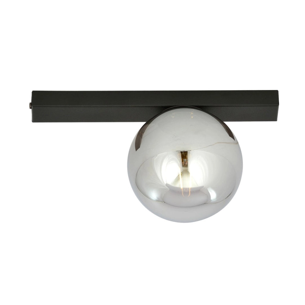 Lampada da soffitto Fit in acciaio nero opaco e vetro grafite