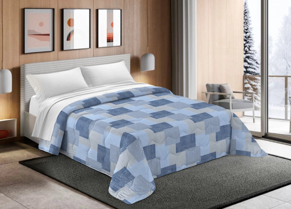 Trapunta Piumone Letto Invernale Imbottita 300gr Scaldanotti Islanda - 2 Piazze - Blu