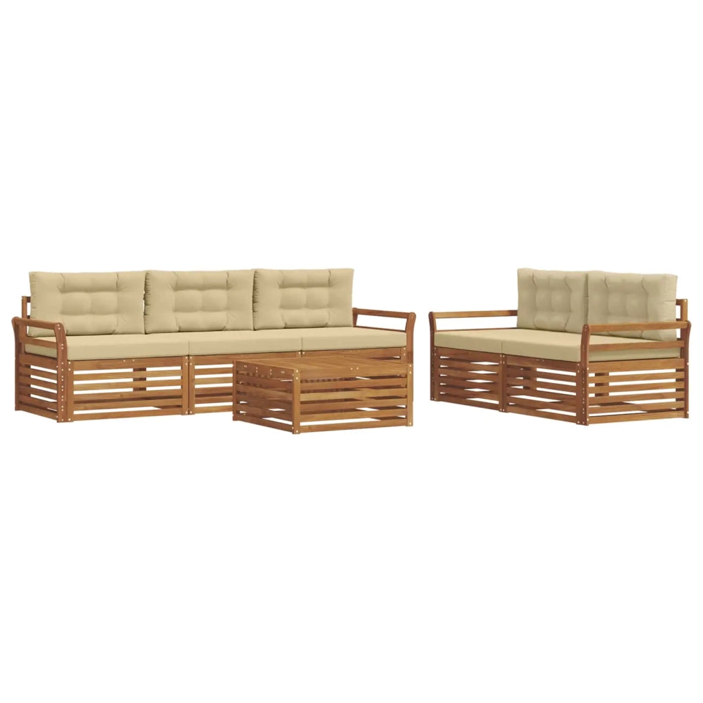 Set di divani da esterno con cuscino 6 pcs Naturale e Beige