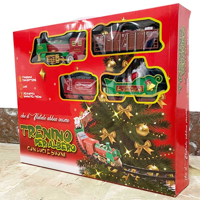 Trenino per Albero di Natale Treno con Supporto per Centro Albero con Luci Suoni