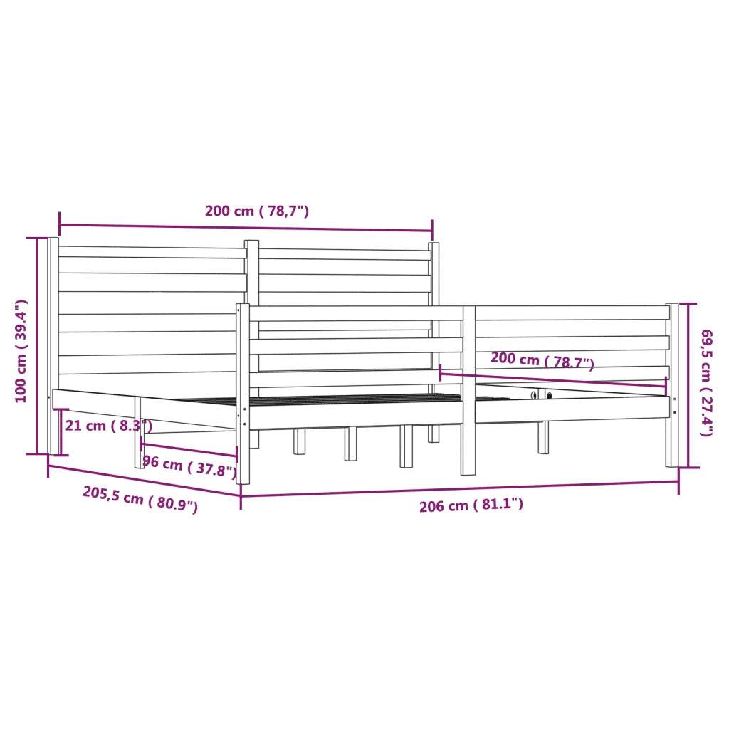 Giroletto-Struttura Letto in Legno Massello di Pino 200x200 cm 934772