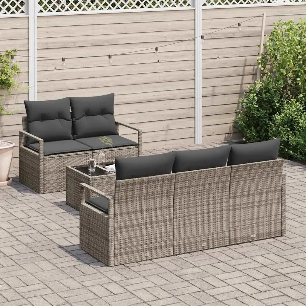 Set di divani con cuscino 6 pcs Grigio polyrattan 3346259