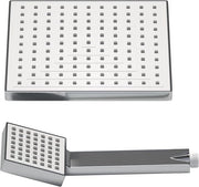 Capocchia per doccia a pioggia quadrata con spazzole per mano e sbriciolatori anti-calcare - 20x20 cm cromato