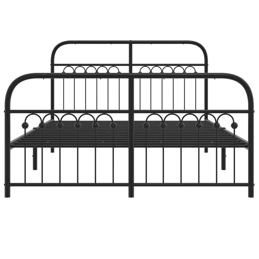 Giroletto con Testiera e Pediera Metallo Nero 140x190 cm 376618