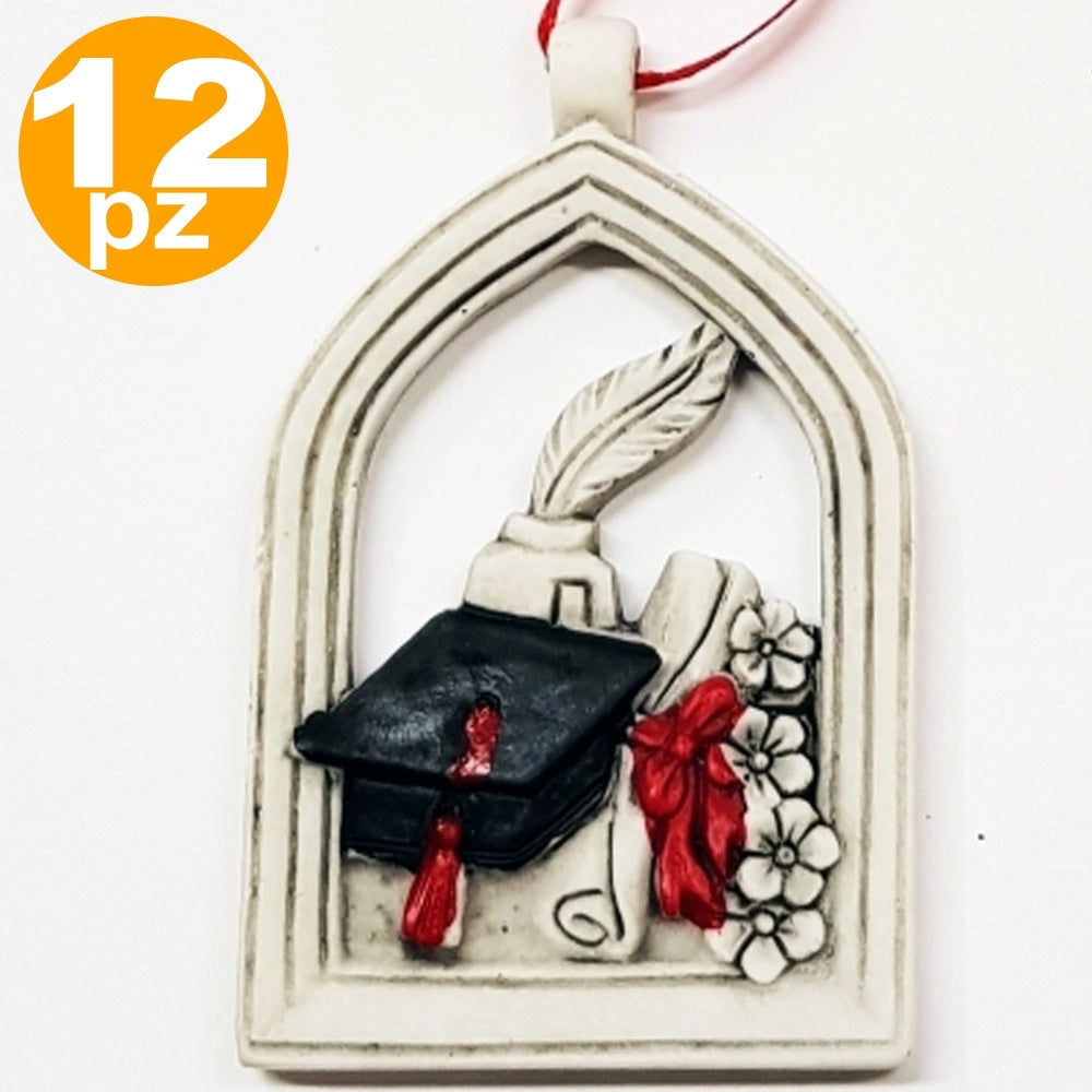 Trade Shop - Bomboniera Pergamena Arco Laurea Cappello Calamaio Fortuna Rosso Bianco Appendino -