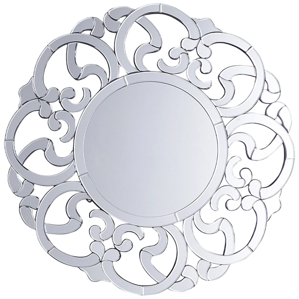 Specchio da parete argento 70 cm rotondo decorativo cornice irregolare soggiorno camera da letto vanità