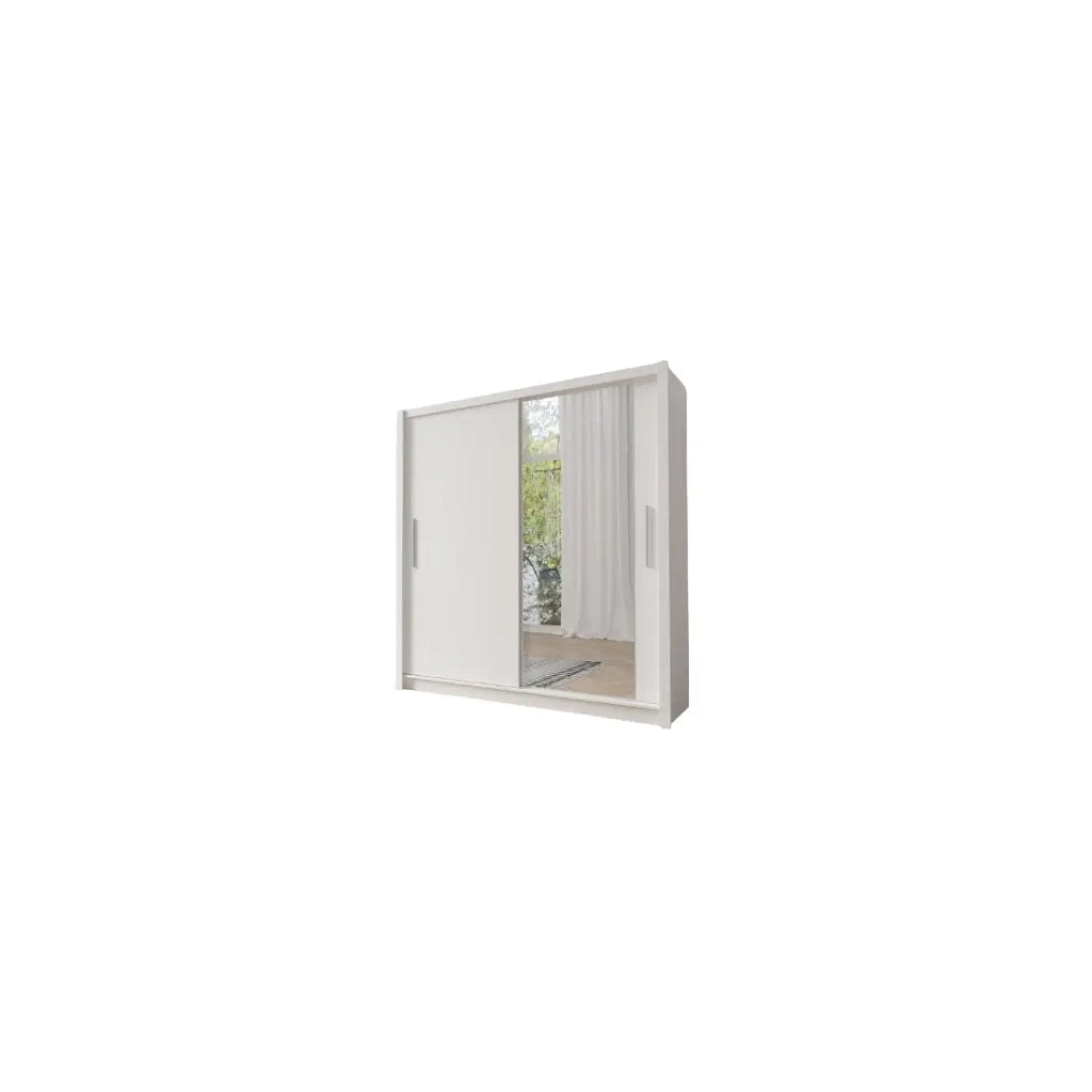 Armadio con 2 porte scorrevoli e specchio - 155 cm - bianco - collezione OZZULA
