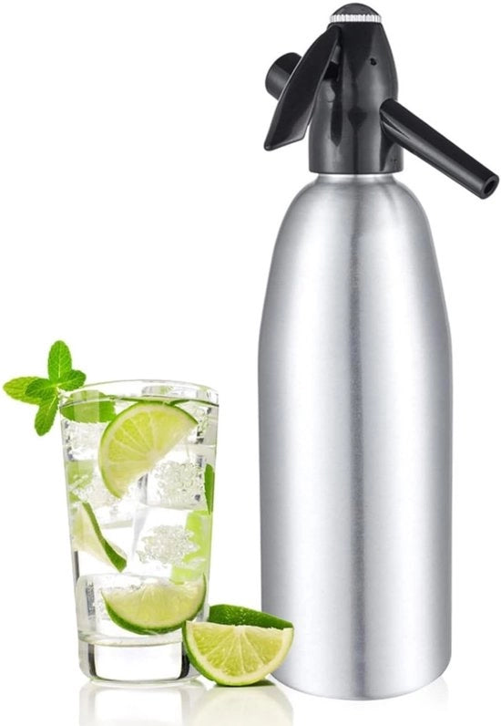 Soda Maker Professionale 1L con Legering Manuale - Dispensatore di Bevande Gassate - Carbonatore a Mano - Regolatore di Pressione - Sostenibile e Riciclabile
