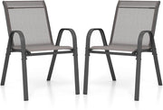 Set di 2/4 Sedie da Giardino, Poltrone in Tessuto Textilene per Esterno, Sedie Impilabili con Gambe in Metallo, Portata 150 kg, 56 x 70 x 84 cm (Grigio,2)