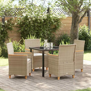 Set da Pranzo per Giardino 5 pcs Beige polyrattan