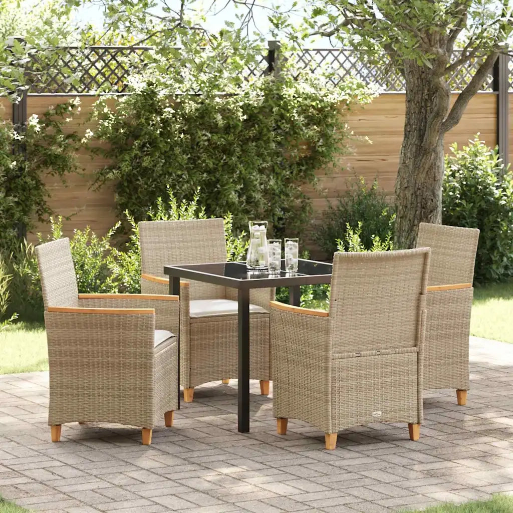 Set da Pranzo per Giardino 5 pcs Beige polyrattan