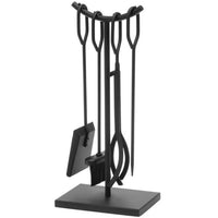 Kit 4 Pezzi Accessori Camino in Ferro Battuto Nero Classico Supporto Stand in Ferro