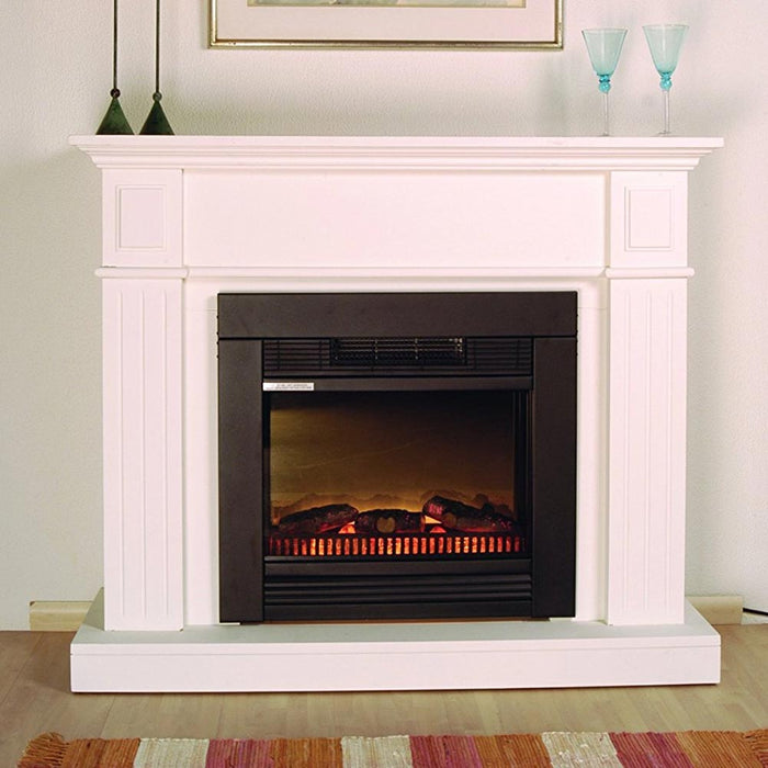 Camino Elettrico con Mobile in Legno 1800W Effetto Fuoco 2Livelli 110x96x36cm