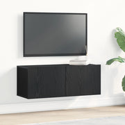 Armadi da muro per TV (Set di 2) - Rovere Nero, 80x30x30 cm, Legno ingegnerizzato