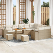 Set Divano da Giardino da 12 Pezzi Con Cuscini in Rattan Beige Acacia