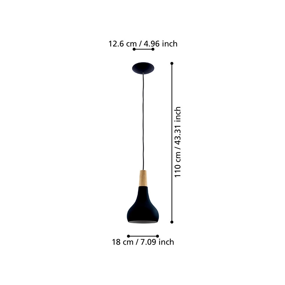 Lampadario Contemporaneo Sabinar Piccolo 1 Luce Metallo Nero E Marrone