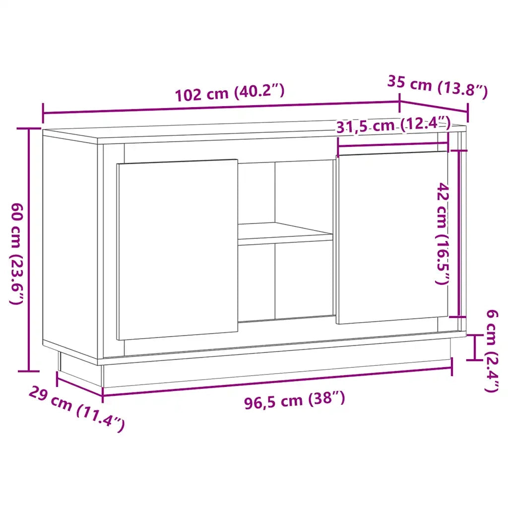 Credenza Legno Antico 102x35x60 cm in Legno Multistrato 857137