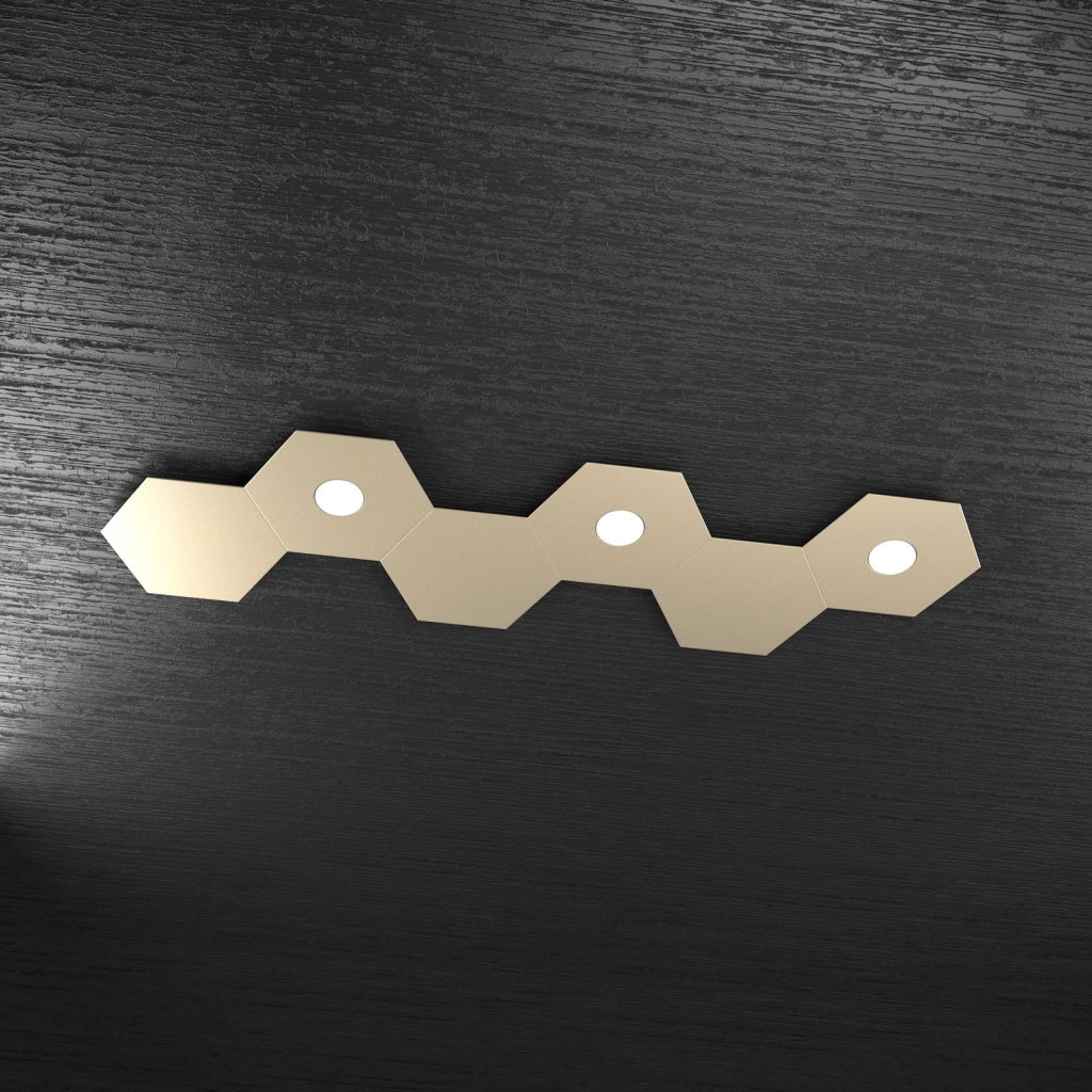 HEXAGON APPLIQUE-PLAFONIERA 3 LUCI + 3 DECORATIVO SABBIA 1142-3L3D-SA