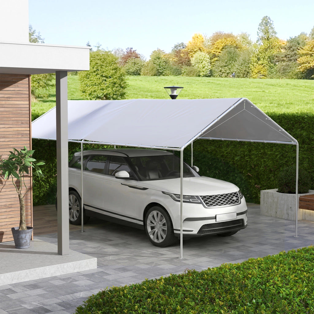 Copertura di Ricambio 6x3 m in PE Bianco Anti-UV per Carport Auto con Corde Elastiche