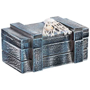 Scatola decorativa in legno blu 13x9x7h cm
