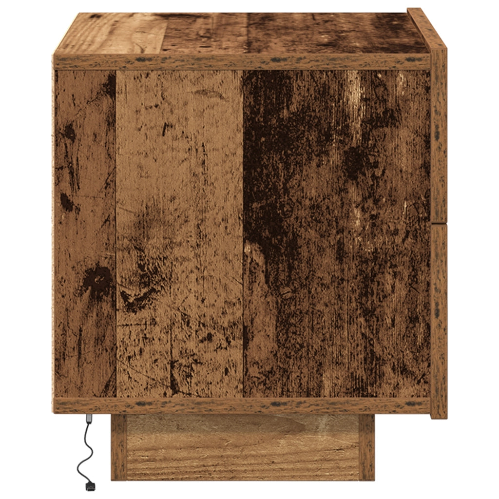Comodino con Luci LED in Legno Antico 100x36x49 cm