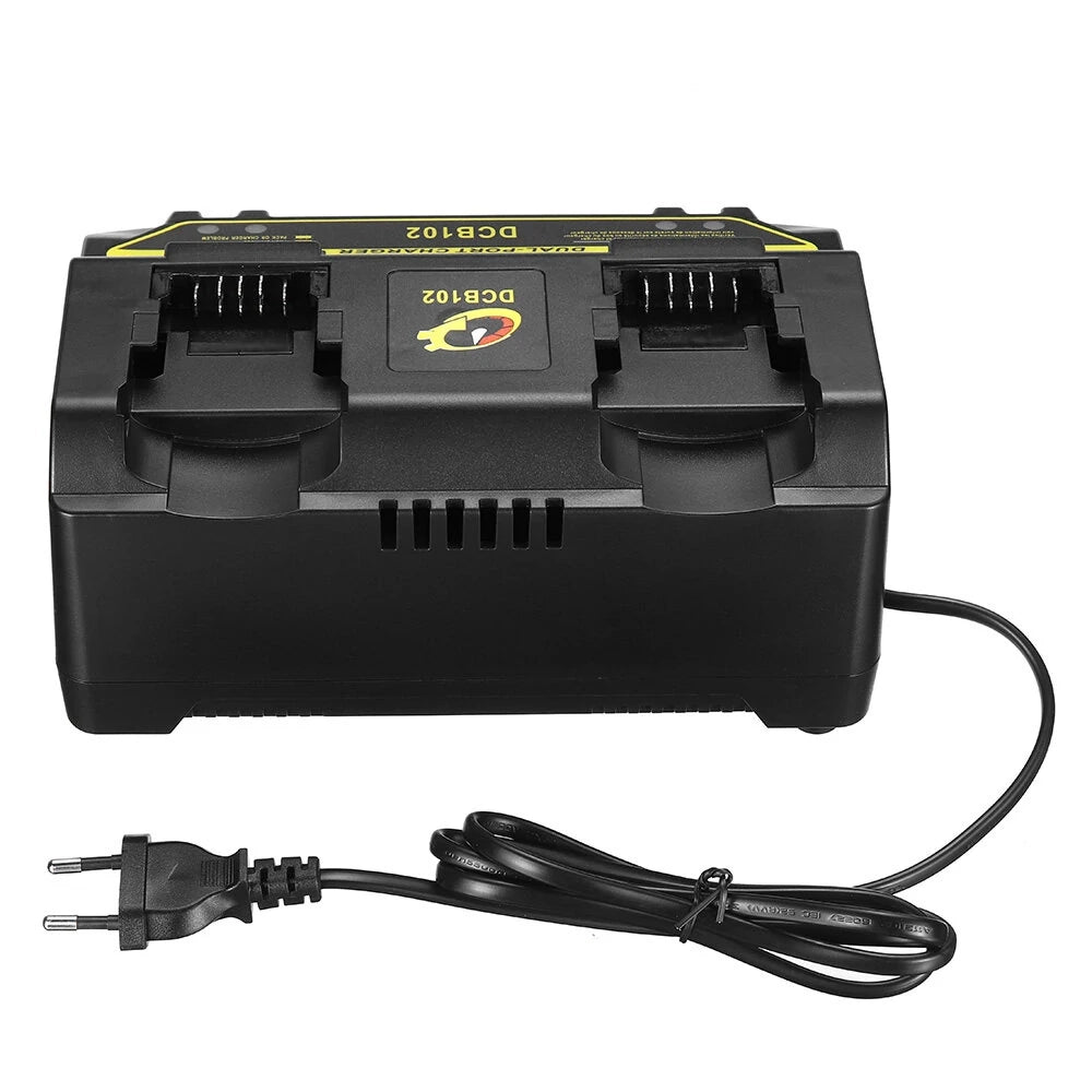 Caricabatterie Doppio di Ricambio compatibile con DeWalt 10.8V–20V – Modello DCB102 | Ingresso 110–240V, 50/60Hz
