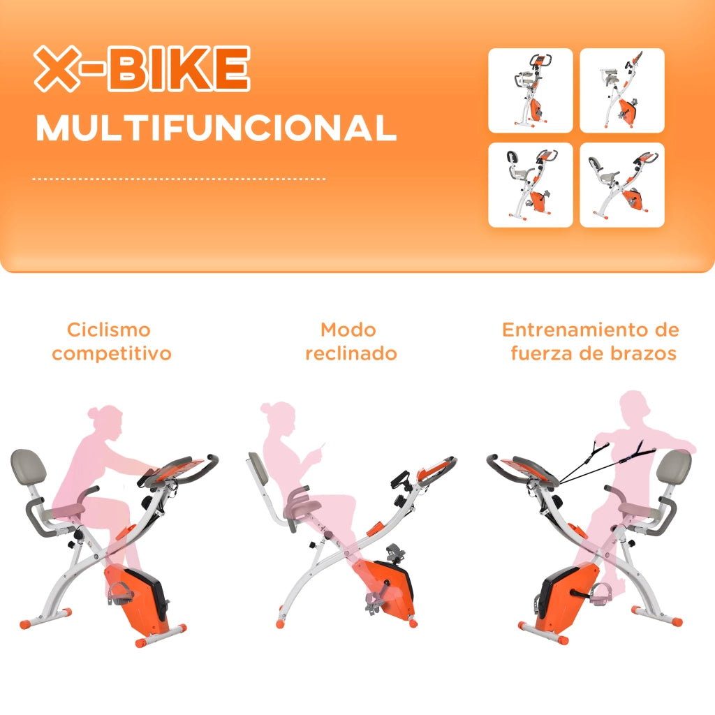 Bicicletta Statica Pieghevole Regolabile ¨C Zephmum ¨C 105x48x118 cm Arancione