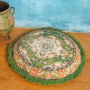 Cuscino di meditazione in tessuto di cotone a maglia a forma rotonda - 60 cm - Confezione per cuscino boho chic - Foderato a mano - Materiale soffice e lussuoso - Ideale per comfort e eleganza