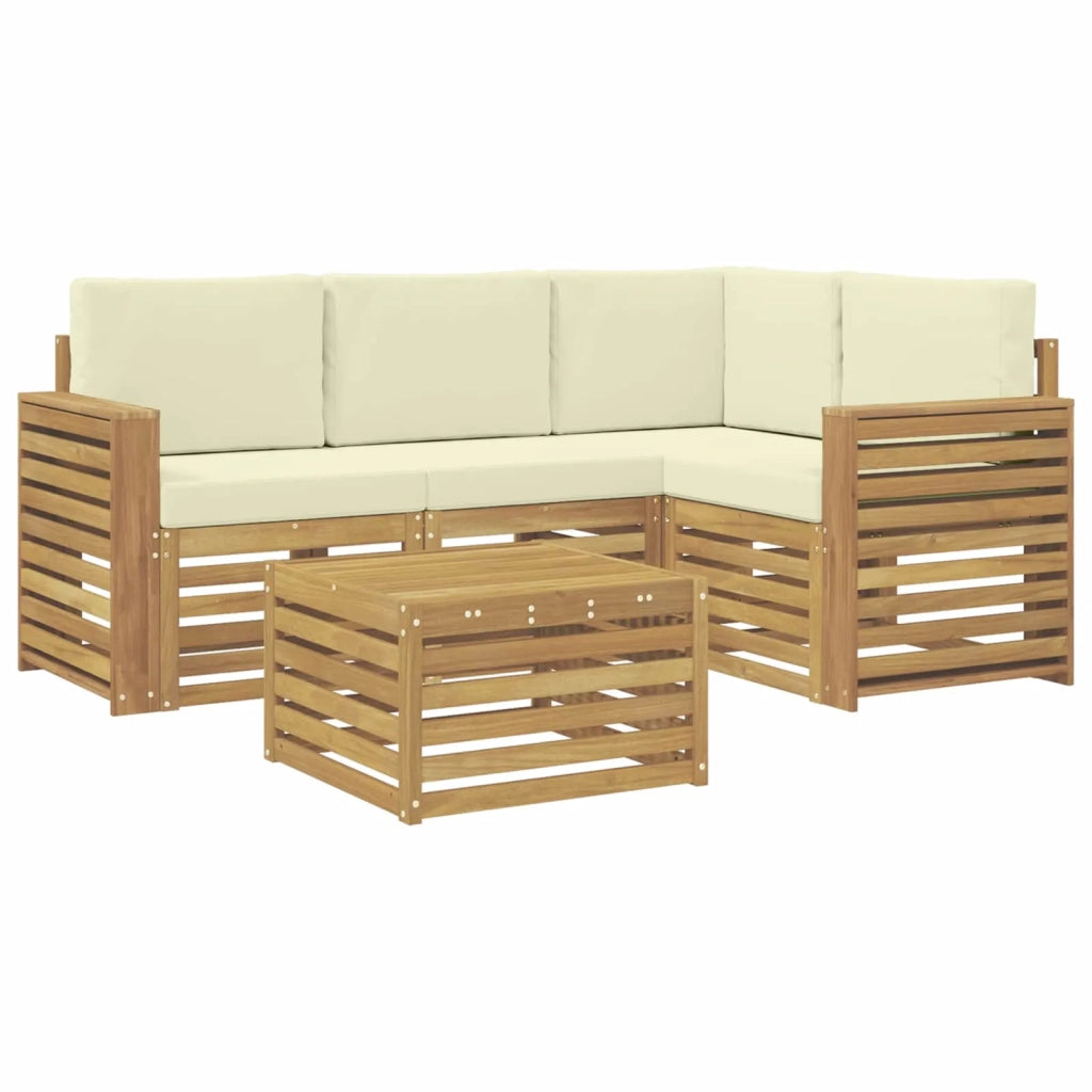 Set di divani da esterno 5 pcs Bianco e Crema 59 x 59 x 37 cm 3391800