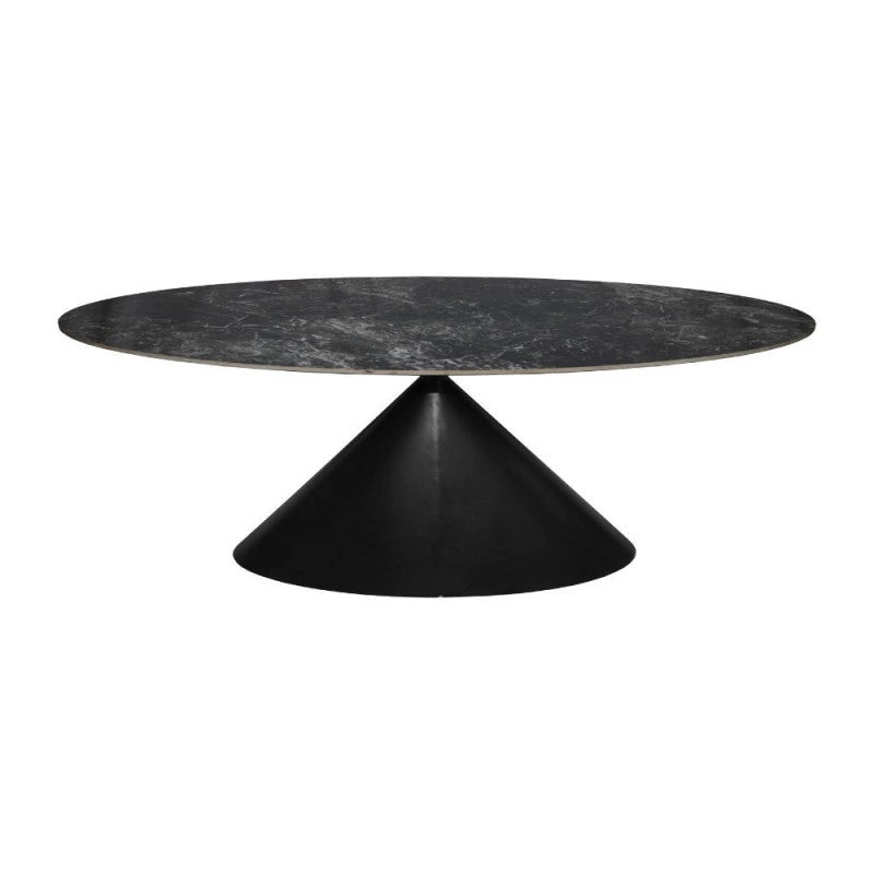 Tavolo ovale fisso Punto con piano effetto marmo nero 200x100xH76 cm.