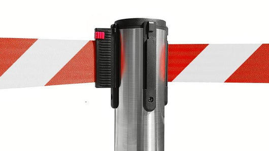 Colonnina Segnapercorso Tendinastro acciaio nastro bianco rosso