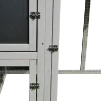 Pollaio per Galline Ovaiole da Esterno con Tetto Impermeabile e Zona di Corsa, Nidificazione in Legno, 160x75x80 cm, Grigio e Bianco
