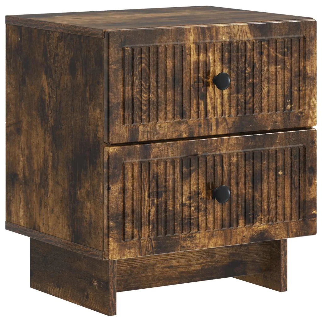 Comodino | Armadio da Notte | Mobiletto da notte con cassetto Rovere Fumo 43 x 34,5 x 47,5 cm