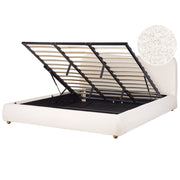 Letto contenitore Bianco Boucle Poliestere Tessuto 180 x 200 cm Design moderno e minimalista