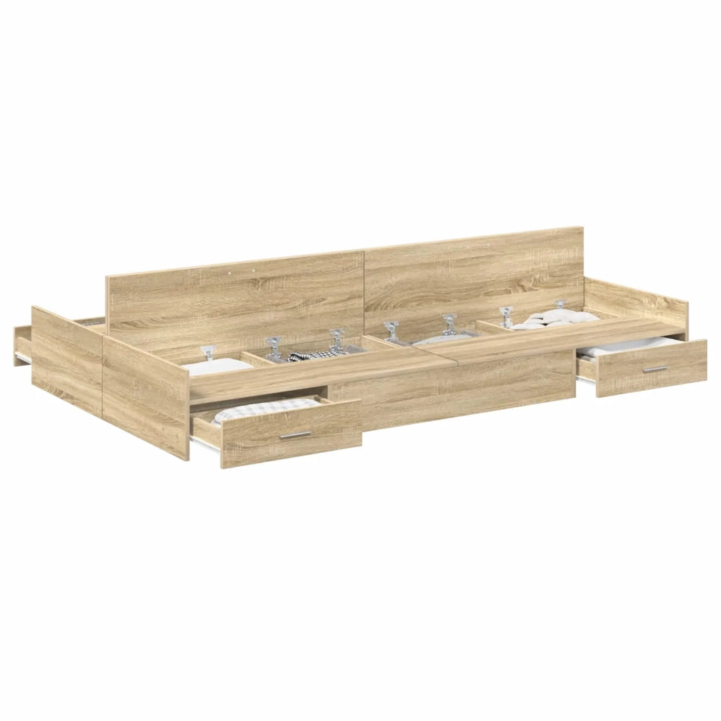 Struttura letto con contenitore Rovere Sonoma 120 x 190 cm 3335327