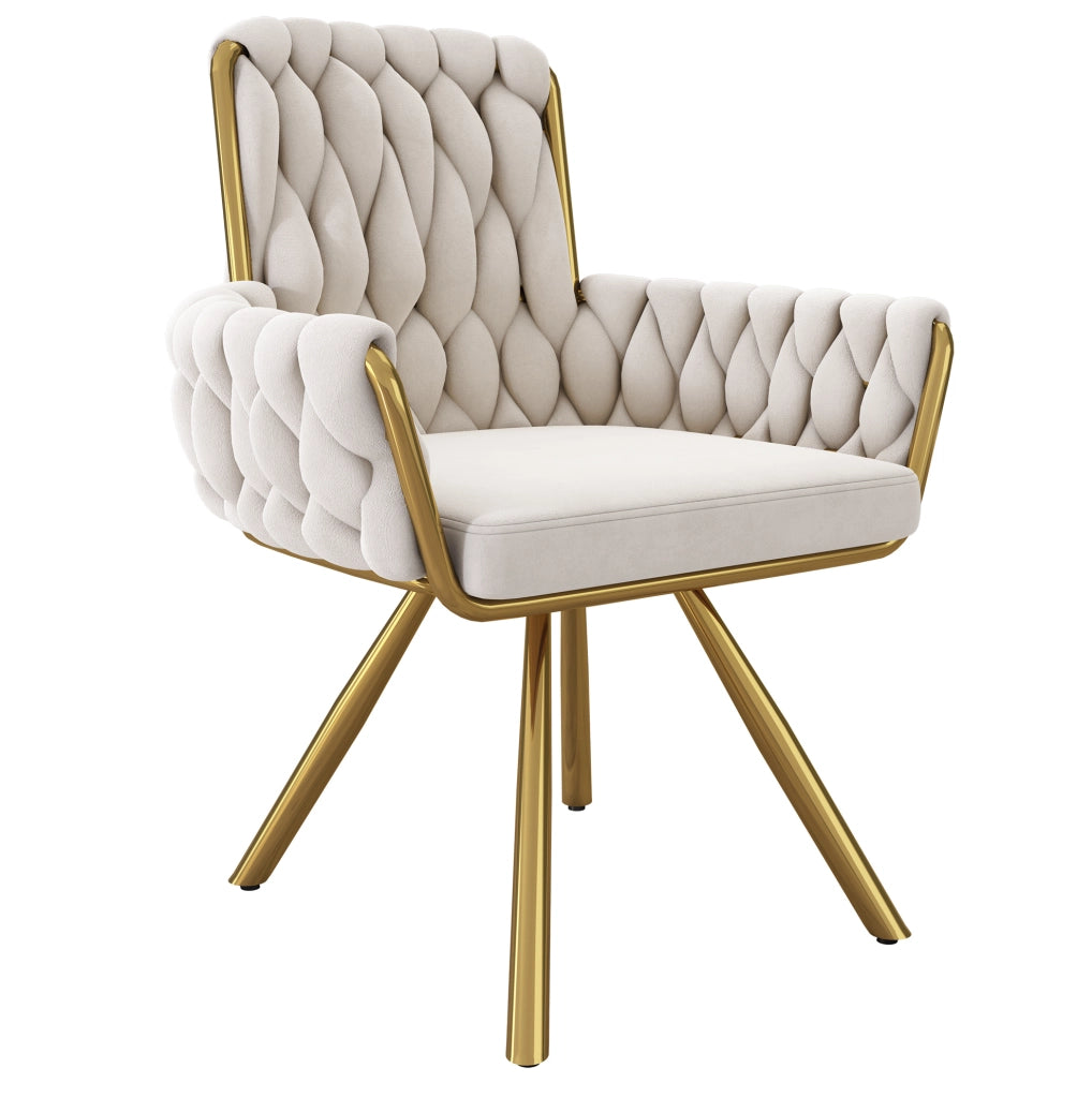 Set di 2 sedie da pranzo girevoli in velluto beige