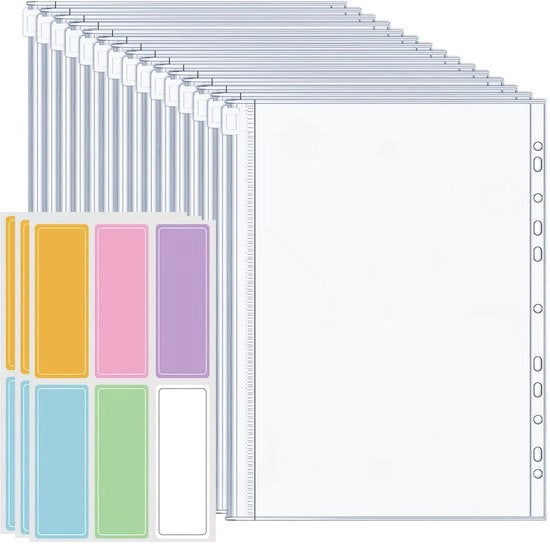 15 set di borse documentali trasparenti A4 con 11 fori, copertine brochure idonee all'acqua con 3 adesivi